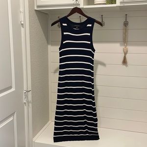 Banana Republic Navy & White Striped Midi Dress - Sleeveless - Size S